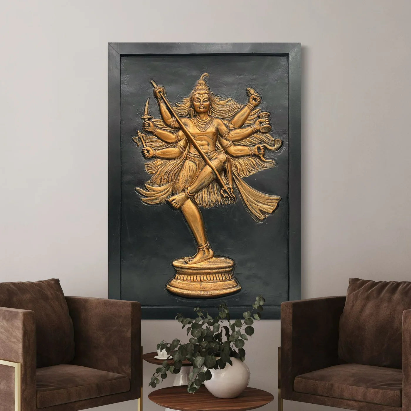 3X2 Feet Lord Shiva (Mahakaal) 3D Relief Mural Wall Sculpture