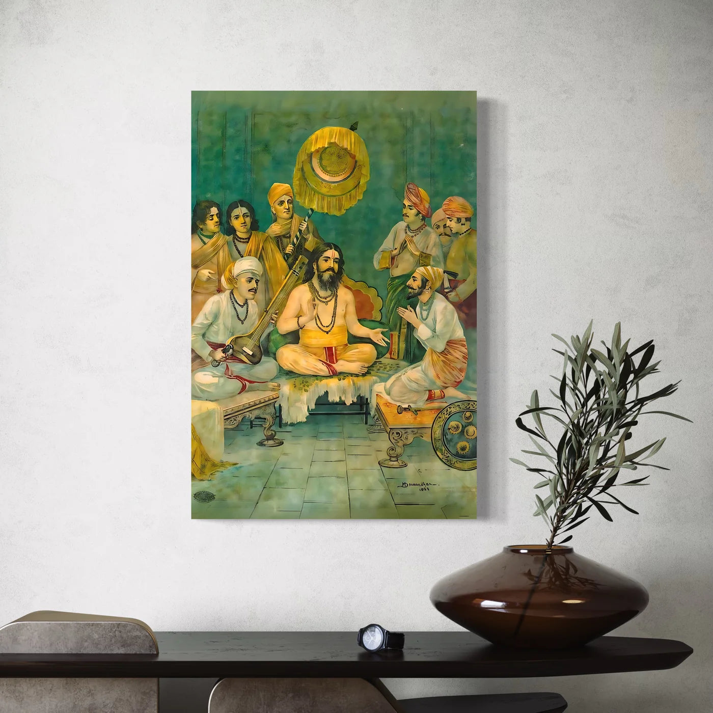 Shivaji Ramdas Bhet By Raja Ravi Varma Famous Canvas Painting
