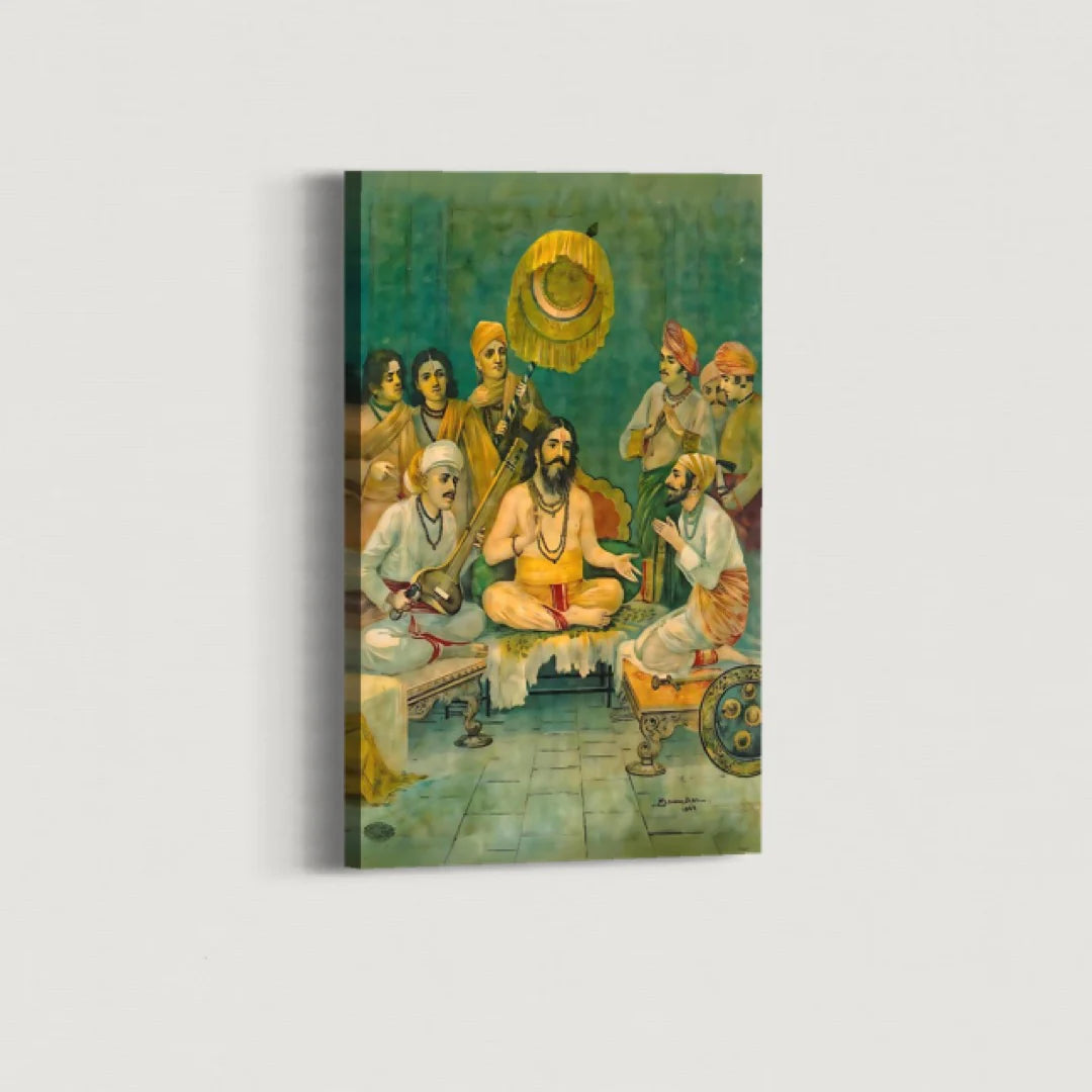 Shivaji Ramdas Bhet By Raja Ravi Varma Famous Canvas Painting