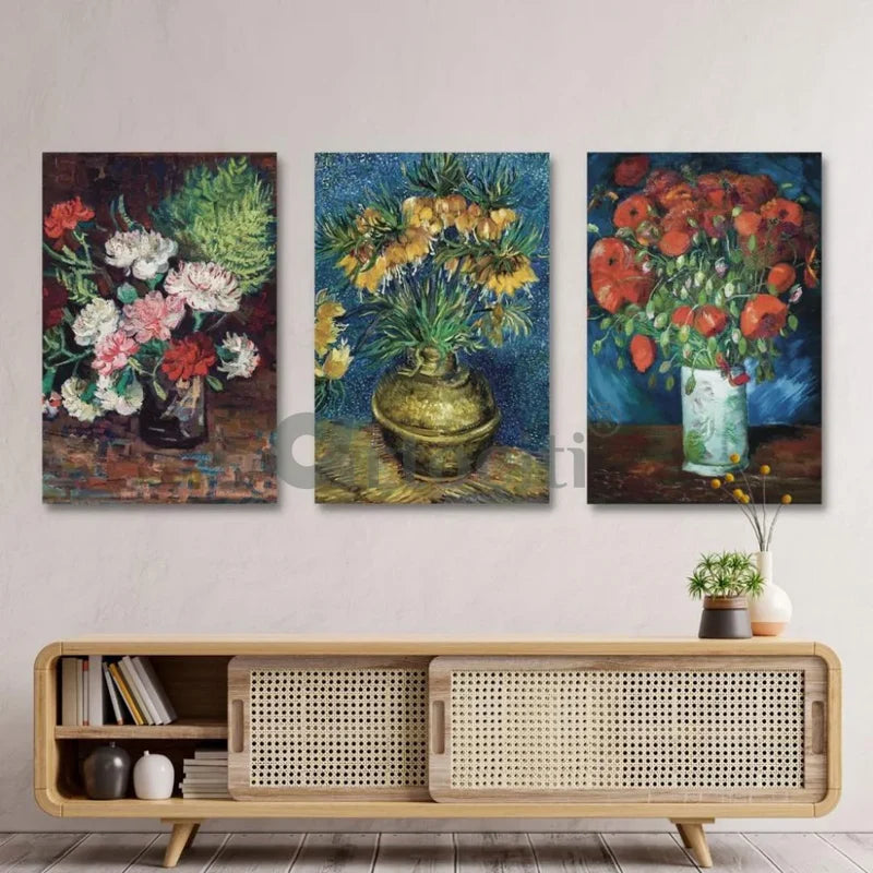 Still Life Portraits Vincent Van Gogh Set of 3 Flower Painting