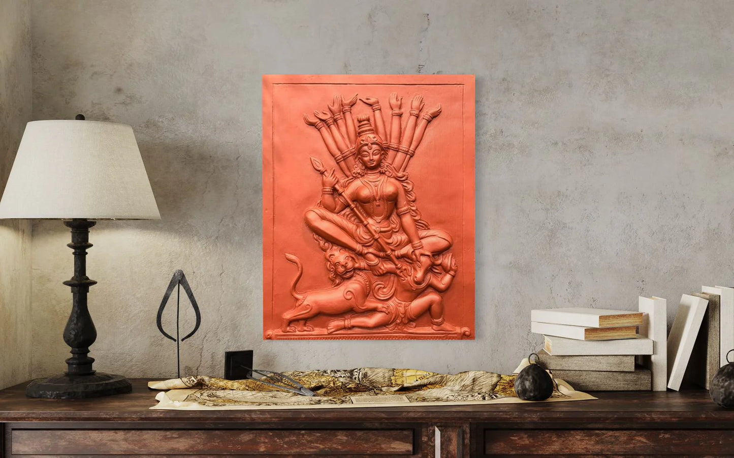 2X2.5 Feet Maa Durga 3D Relief Mural Wall Art