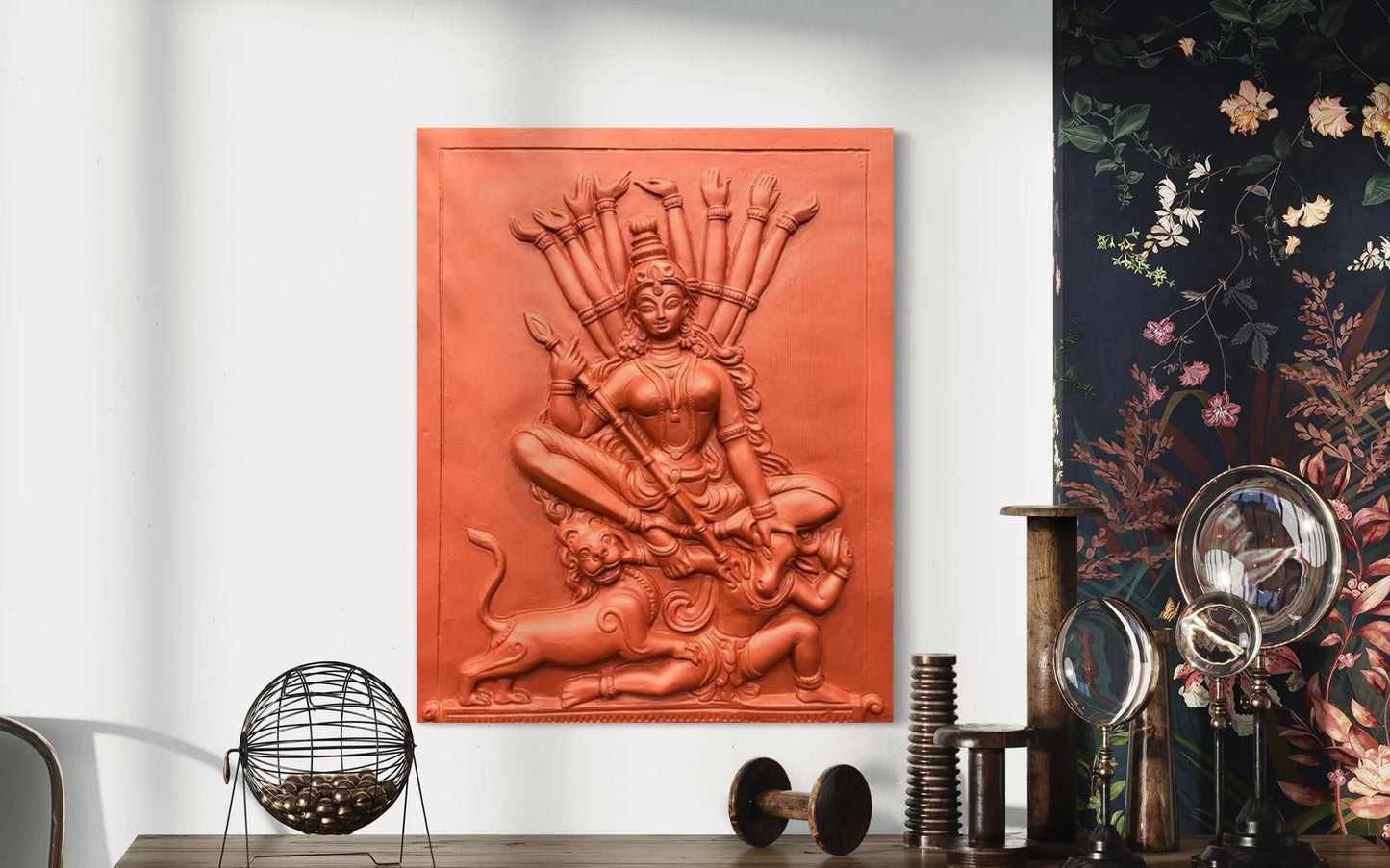 2X2.5 Feet Maa Durga 3D Relief Mural Wall Art