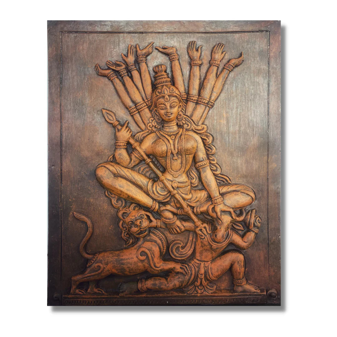 2X2.5 Feet Maa Durga 3D Relief Mural Wall Art