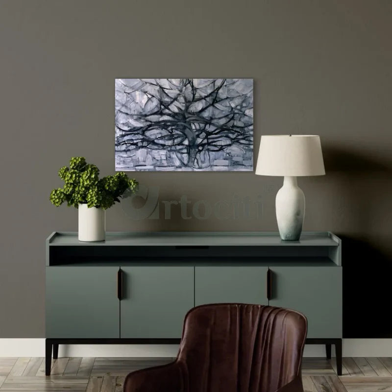 The Gray Tree, 1912 by Piet Mondrian Canvas Print World Famous Painting