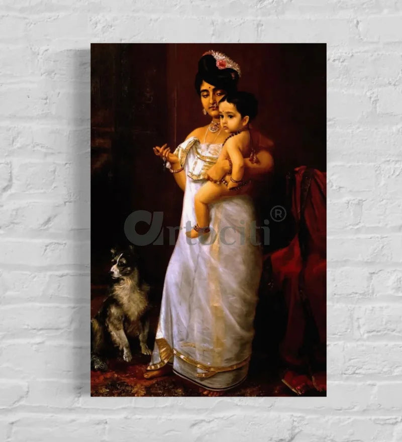 There Comes Papa by Raja Ravi Varma Famous Canvas Painting