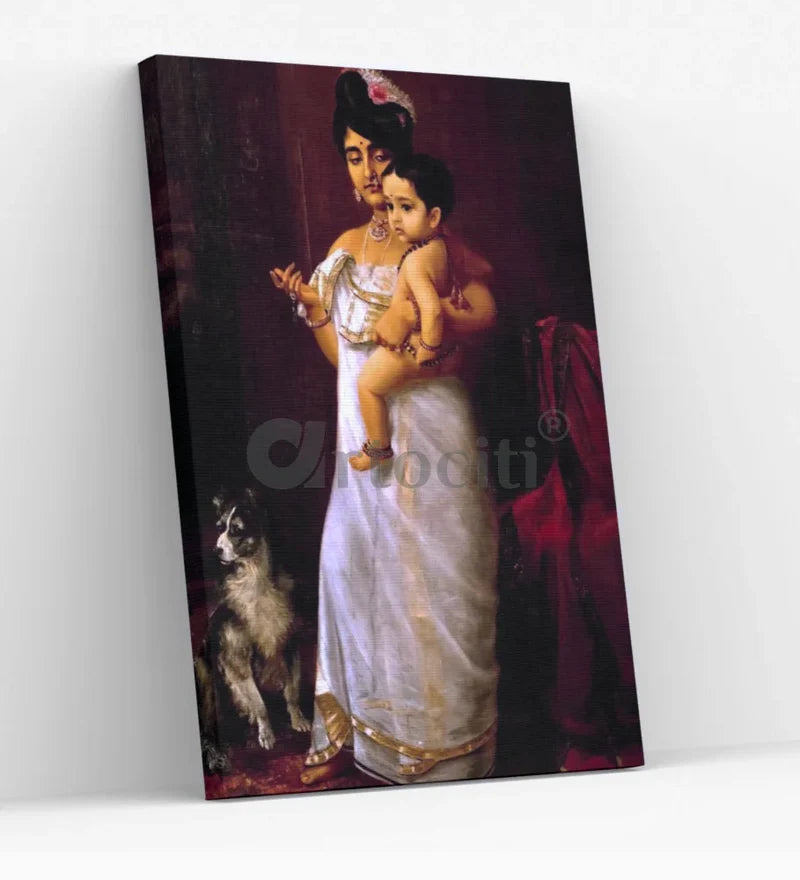 There Comes Papa by Raja Ravi Varma Famous Canvas Painting