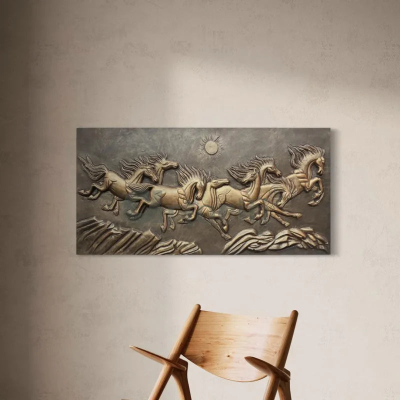 8 Horse 3D Relief Mural Wall Art