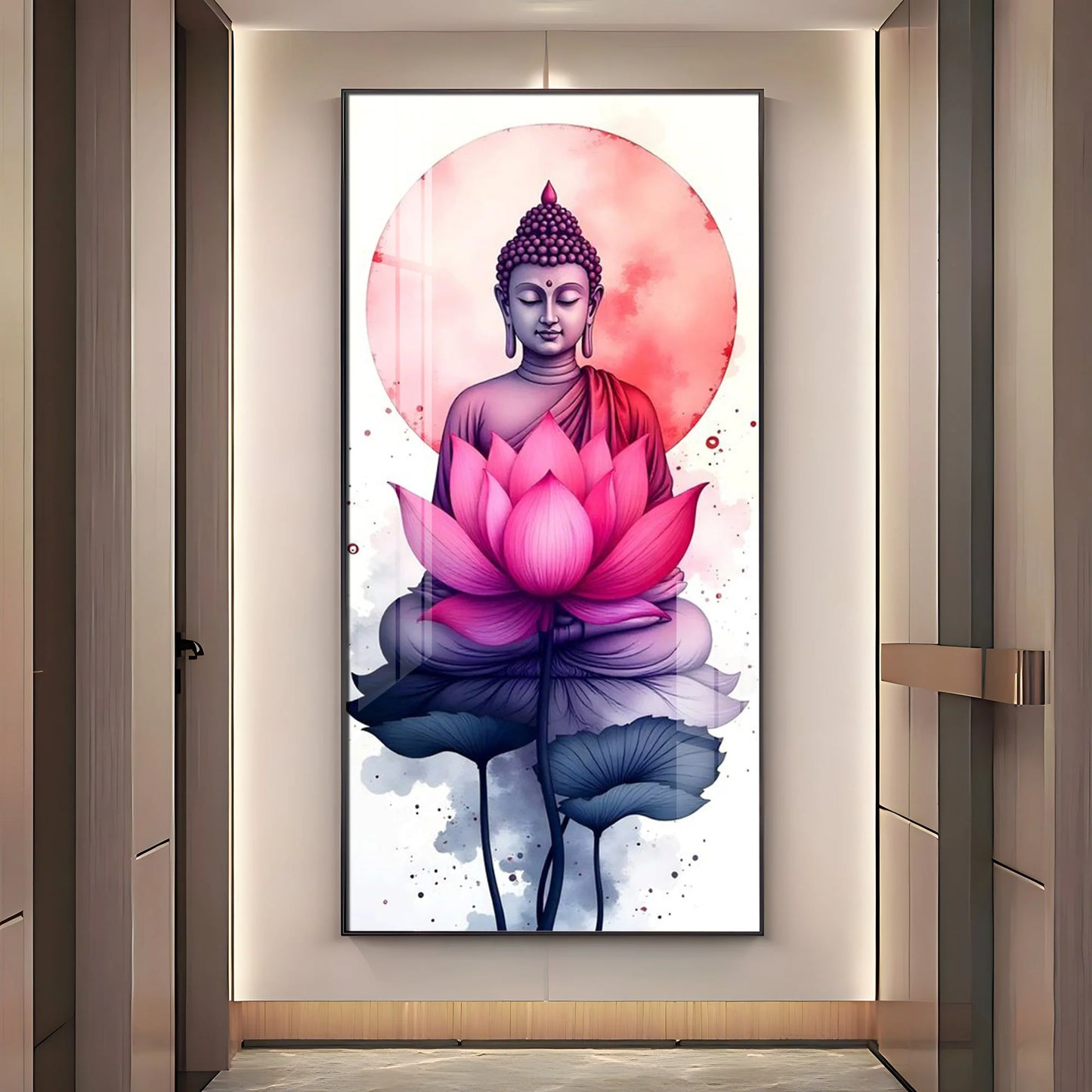 Tranquil Buddha With Lotus Premium Acrylic Wall Art