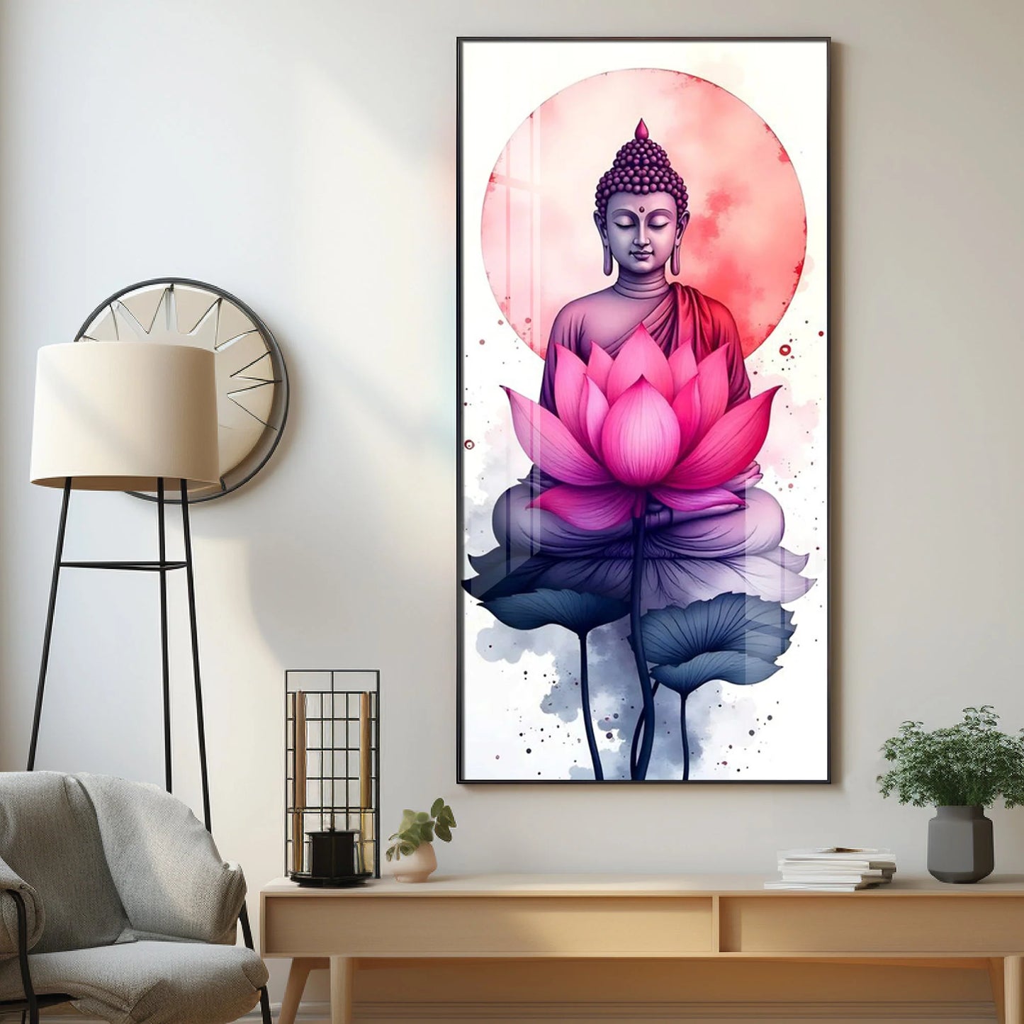 Tranquil Buddha With Lotus Premium Acrylic Wall Art