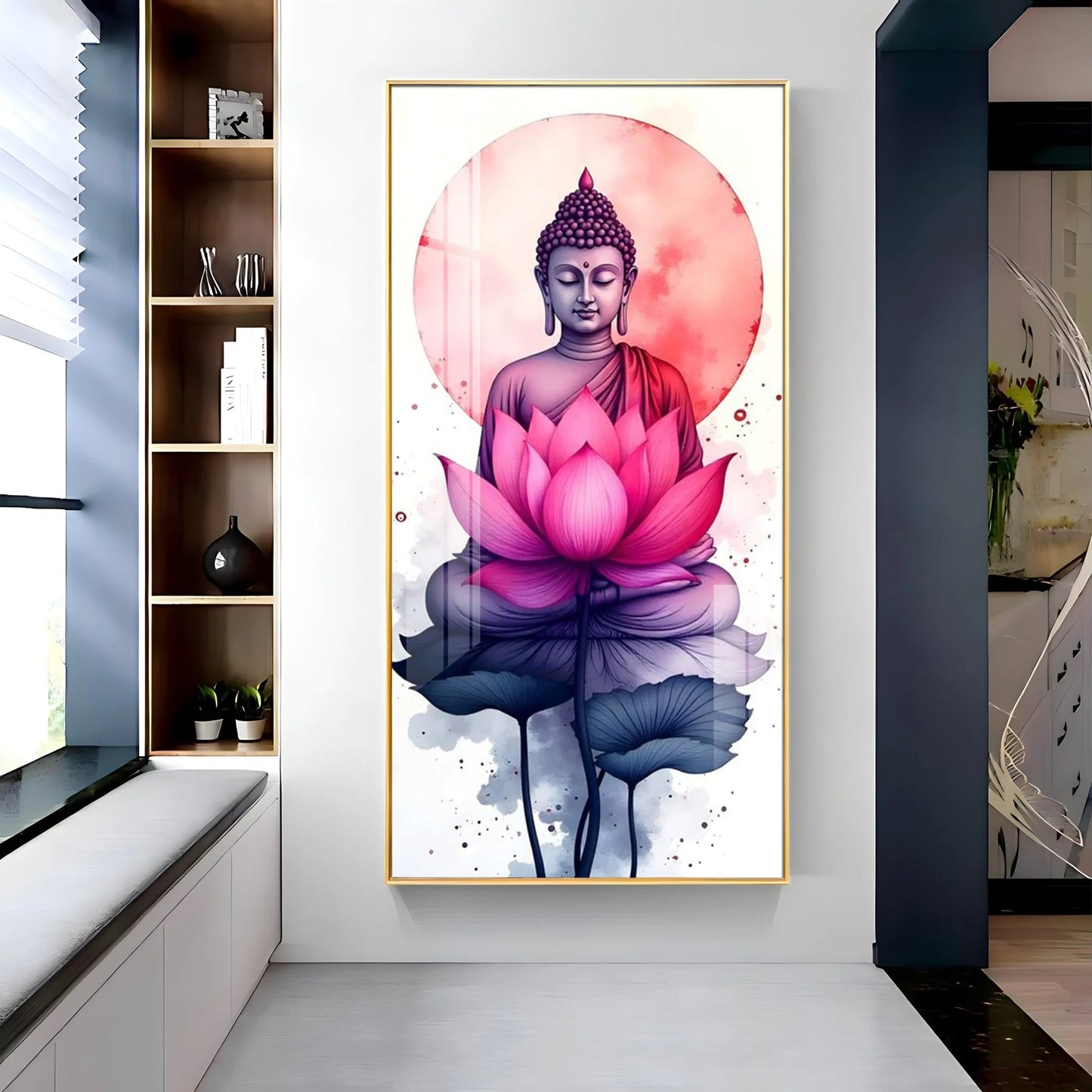 Tranquil Buddha With Lotus Premium Acrylic Wall Art