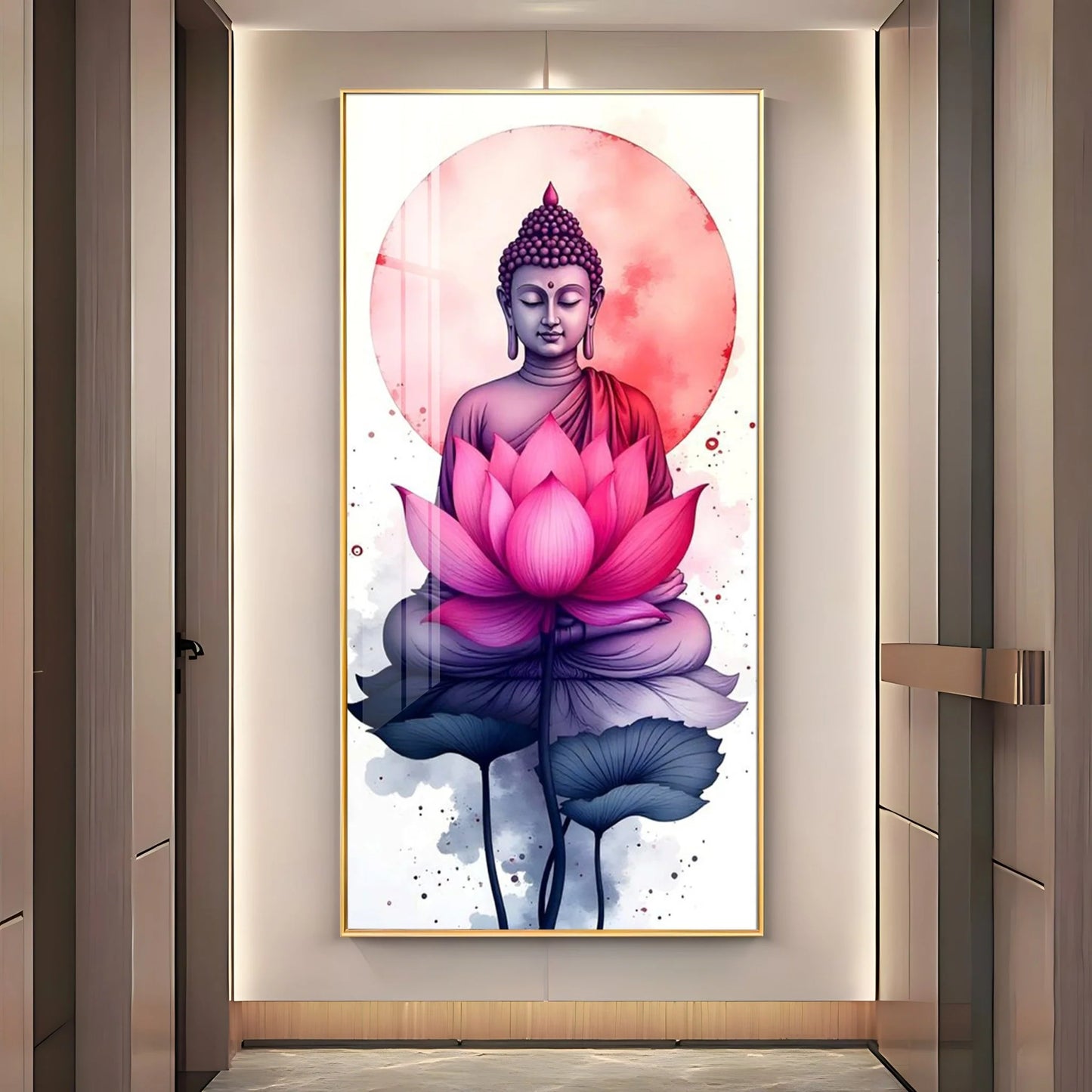 Tranquil Buddha With Lotus Premium Acrylic Wall Art