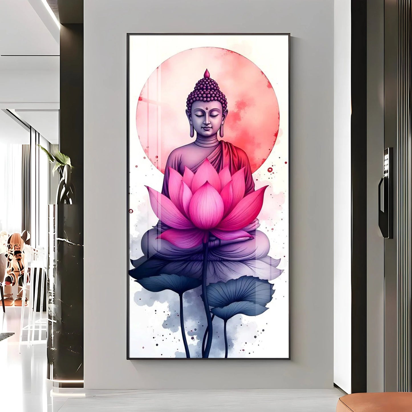 Tranquil Buddha With Lotus Premium Acrylic Wall Art
