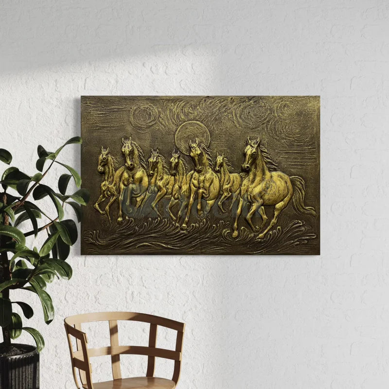 3X2 feet 7 Horse 3D Relief Mural Wall Art