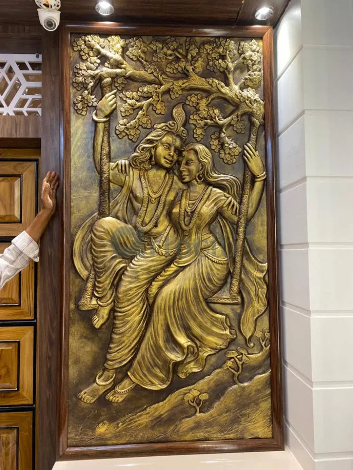 Radha Krishna 3D Relief Mural Wall Art