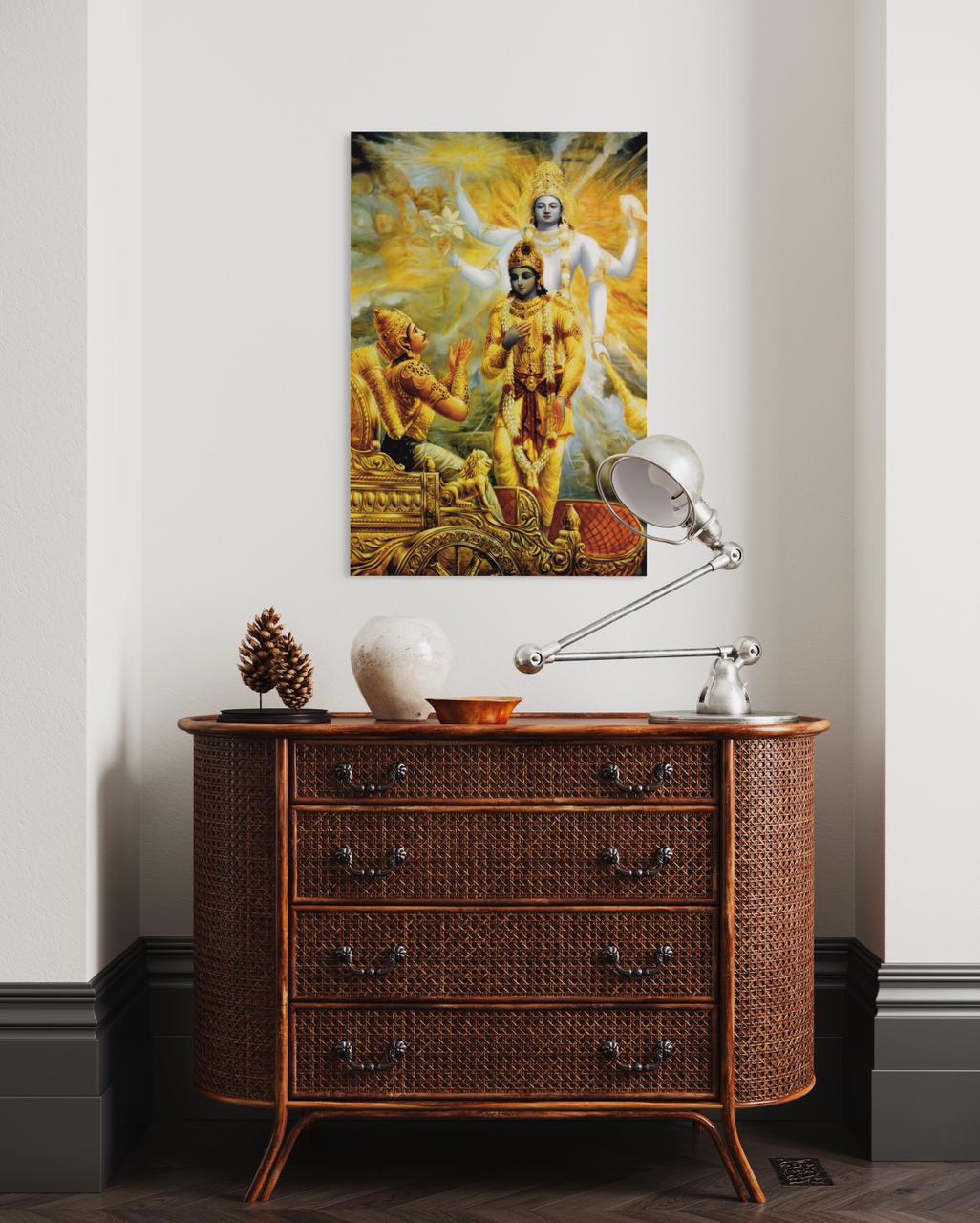 Lord Krishna’s Geeta Updesh To Arjun Indian Ethnic Art Canvas Giclee Print