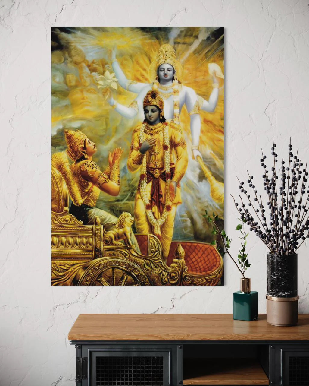 Lord Krishna’s Geeta Updesh To Arjun Indian Ethnic Art Canvas Giclee Print