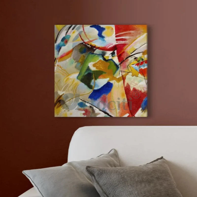 Vibrant Serenity: Wassily Kandinsky Green Center Canvas Print World Famous Painting