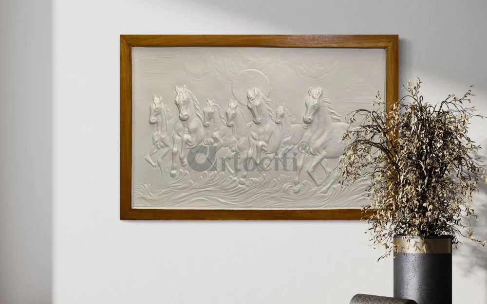 3X2 feet 7 Horse 3D Relief Mural Wall Art