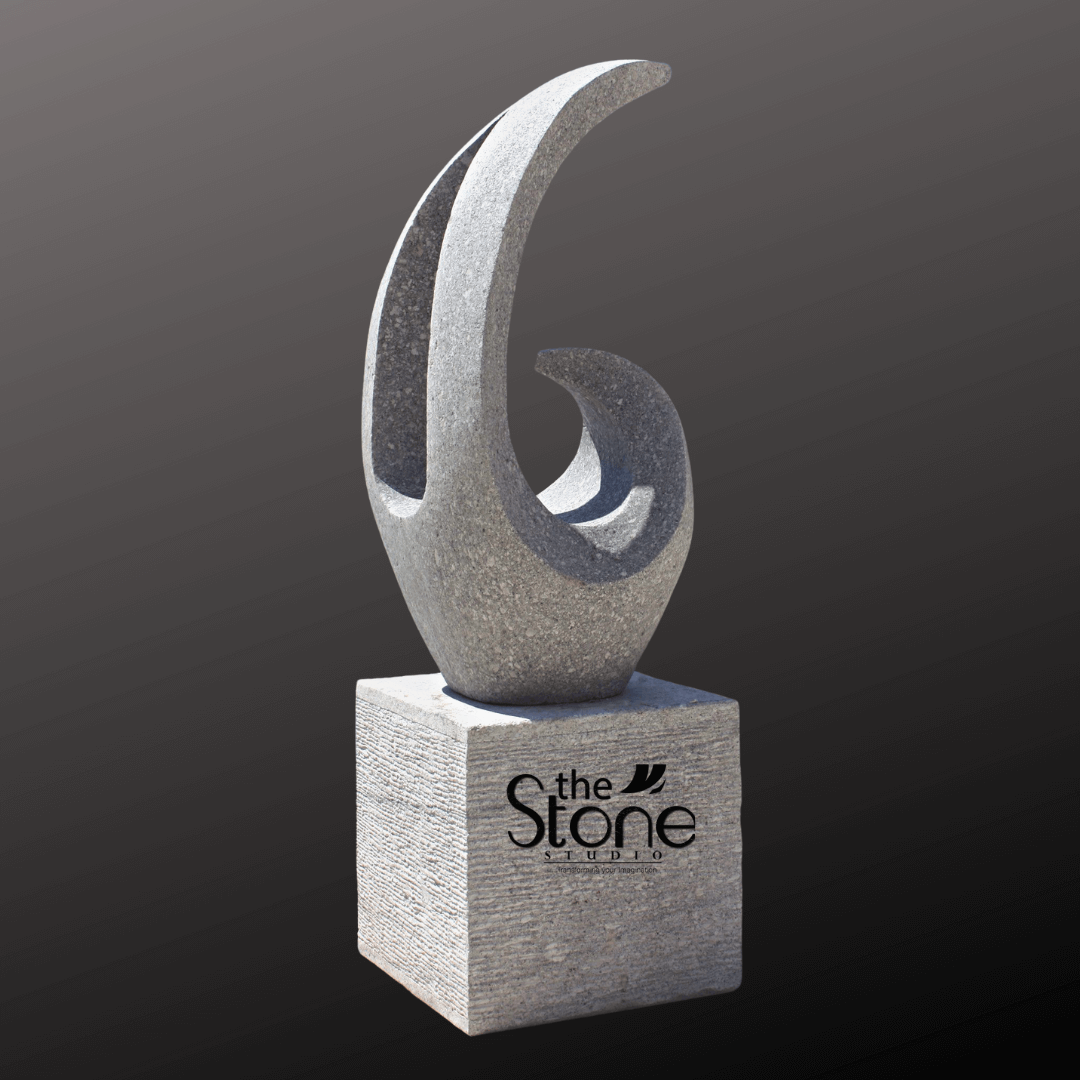 Garden Fountain Statue in Grey Stone 54″