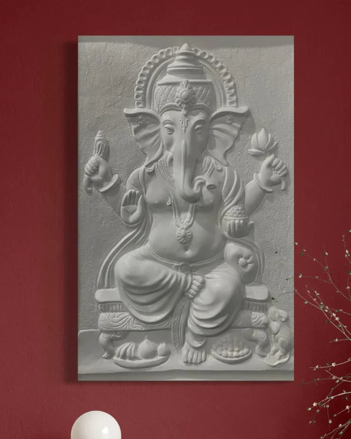 3x2 feet Sitting Ganesha 3D Relief Mural Wall Art