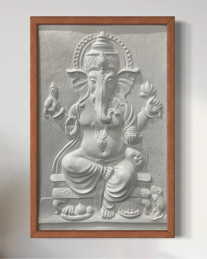 3x2 feet Sitting Ganesha 3D Relief Mural Wall Art
