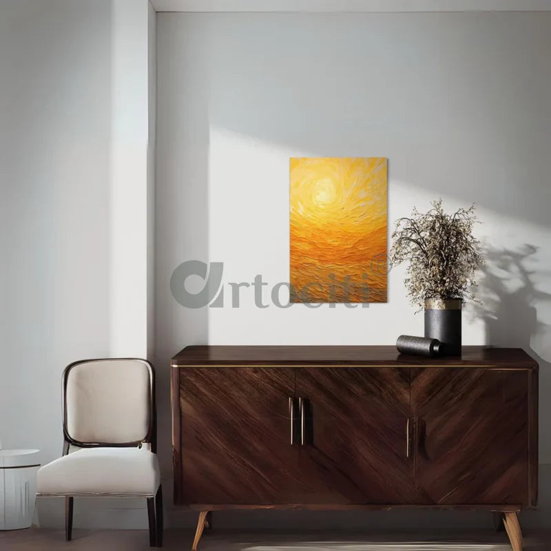 Yellow & Orange Sun Landscape Modern Abstract Canvas Painting
