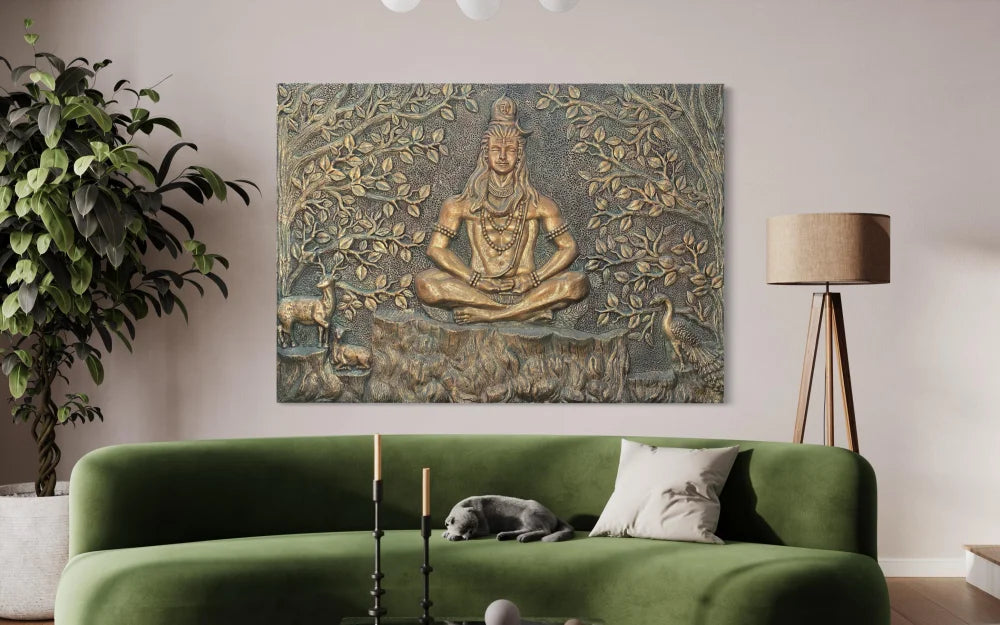 7x5 Feet Lord Shiva/Mahadev 3D Relief Mural Wall Art