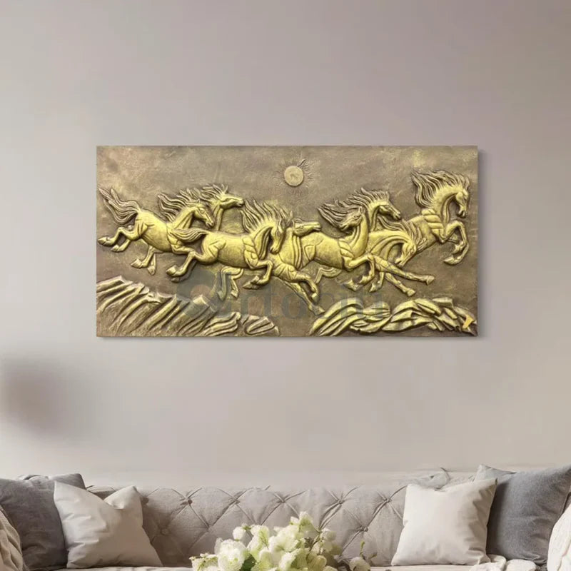 8 Horse 3D Relief Mural Wall Art
