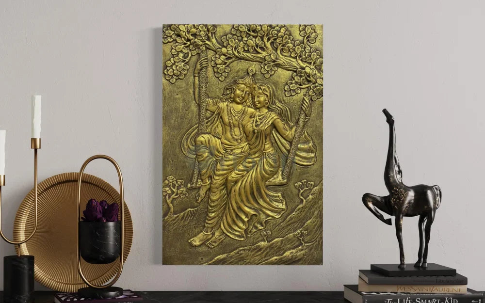 Radha Krishna 3D Relief Mural Wall Art