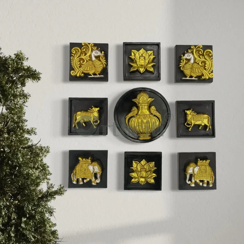 Set of 9 Decorative Wall Motifs Traditional Indian Art Decor