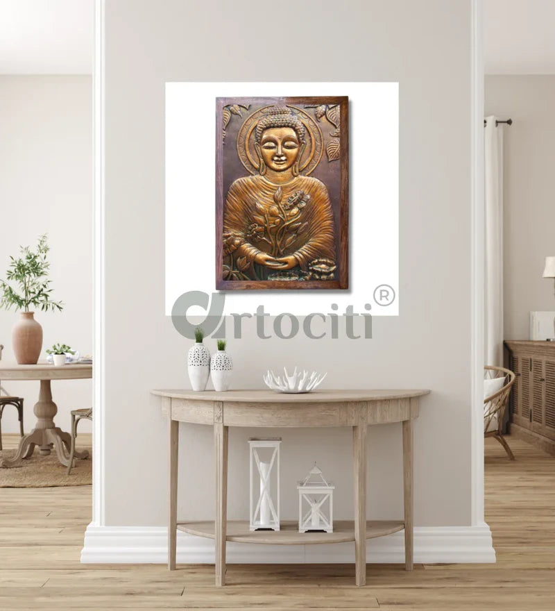 4X3 Feet Large size 3D Buddha with Chakra Relief Mural Wall Art