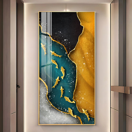 Nine Koi Fish Premium Acrylic Vertical Wall Art