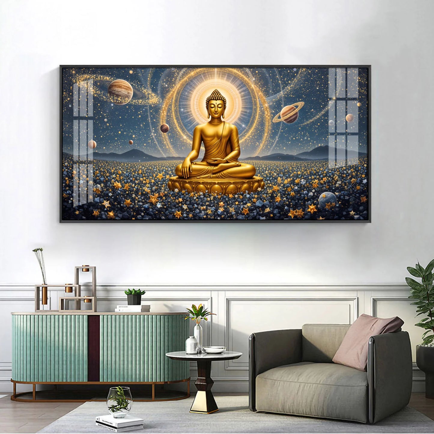 Peaceful Reflection Of Buddha Premium Acrylic Horizontal Wall Art