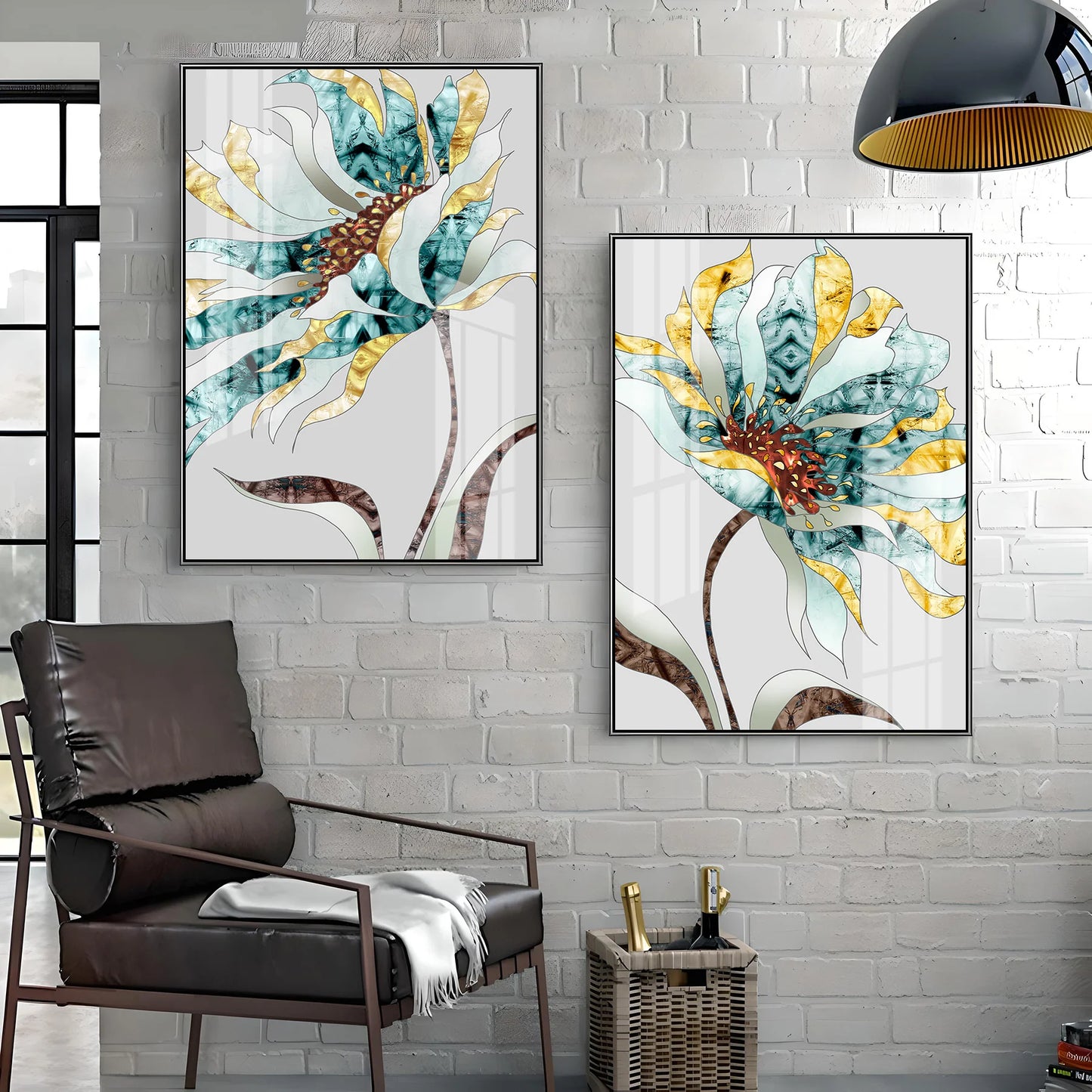 Abstract Colorful Flower Premium Acrylic Vertical Wall Art (Set Of 2)