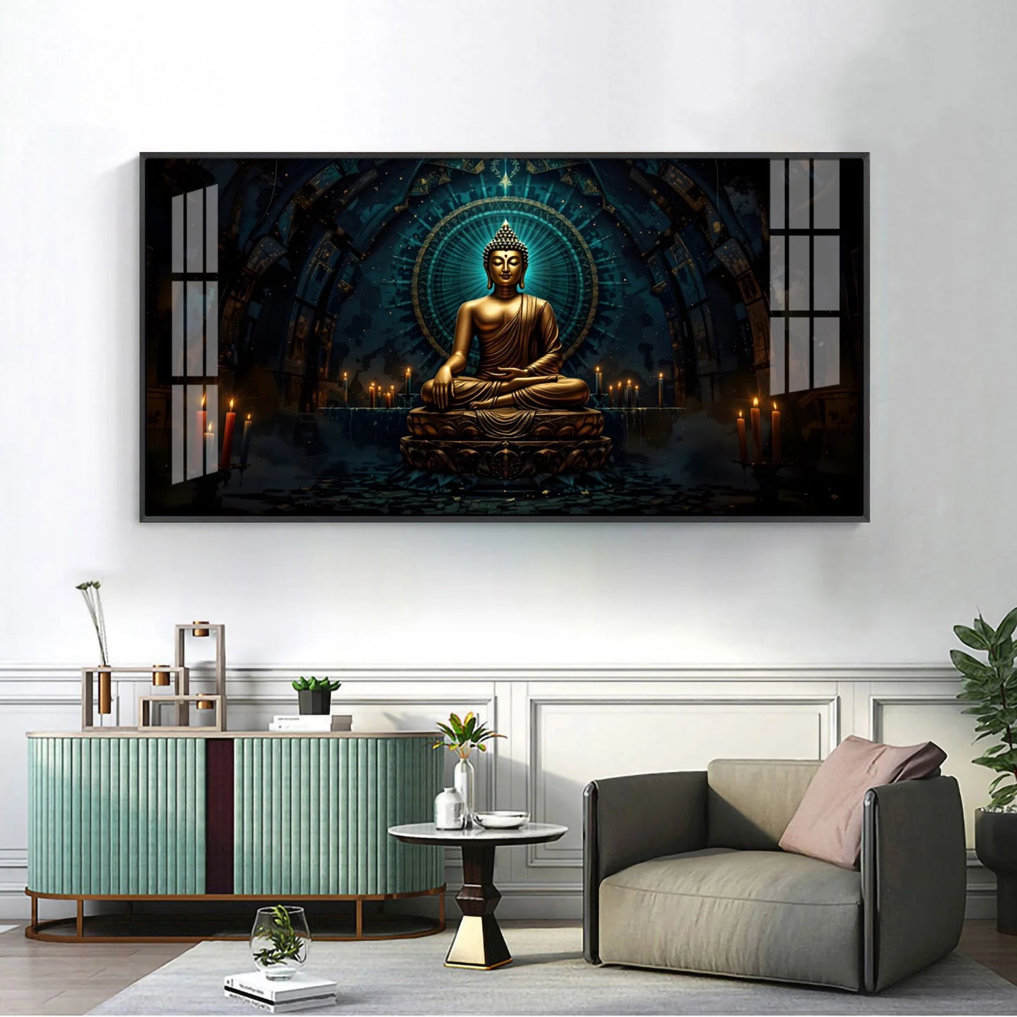 Mindful Living Buddha Premium Acrylic Horizontal Wall Art