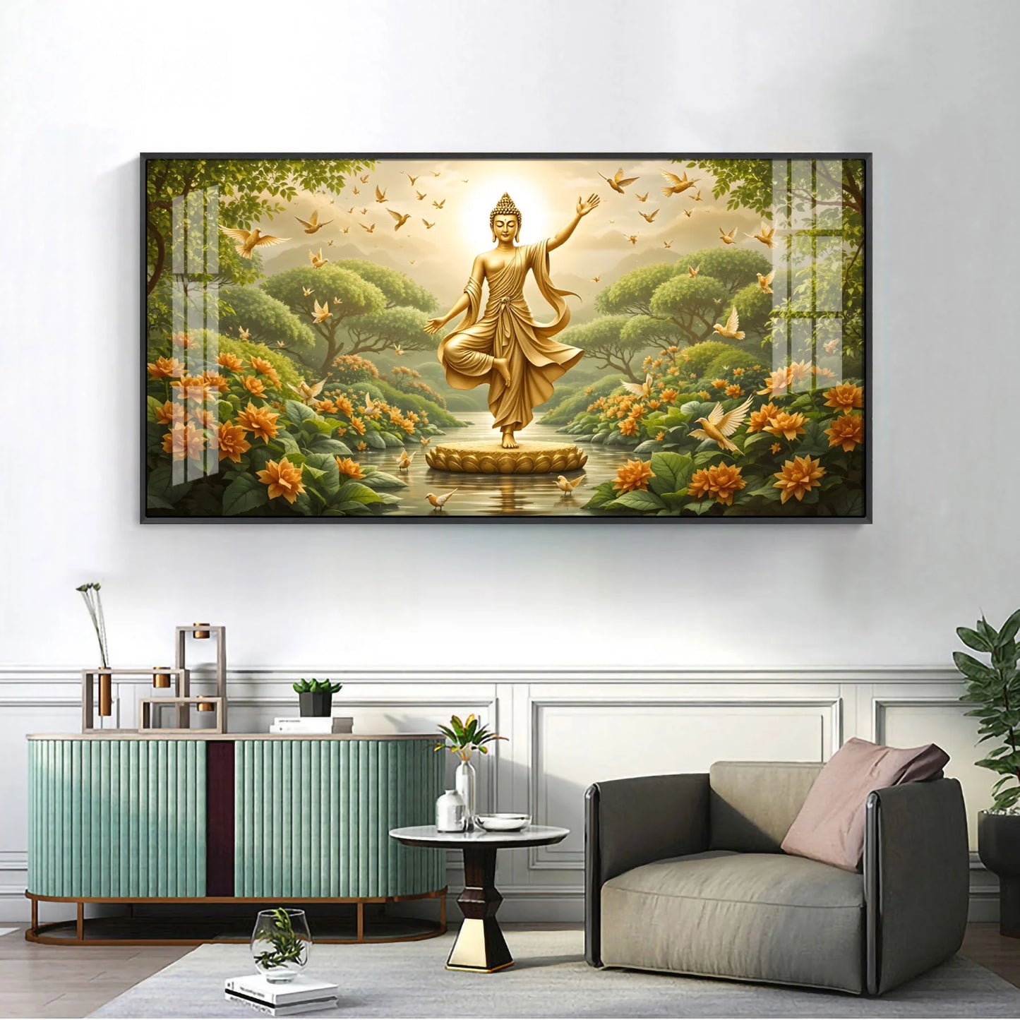 Buddha In Standing Premium Acrylic Horizontal Wall Art