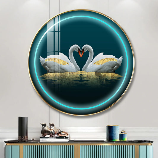 Swan Symphony Premium Acrylic Round Wall Art