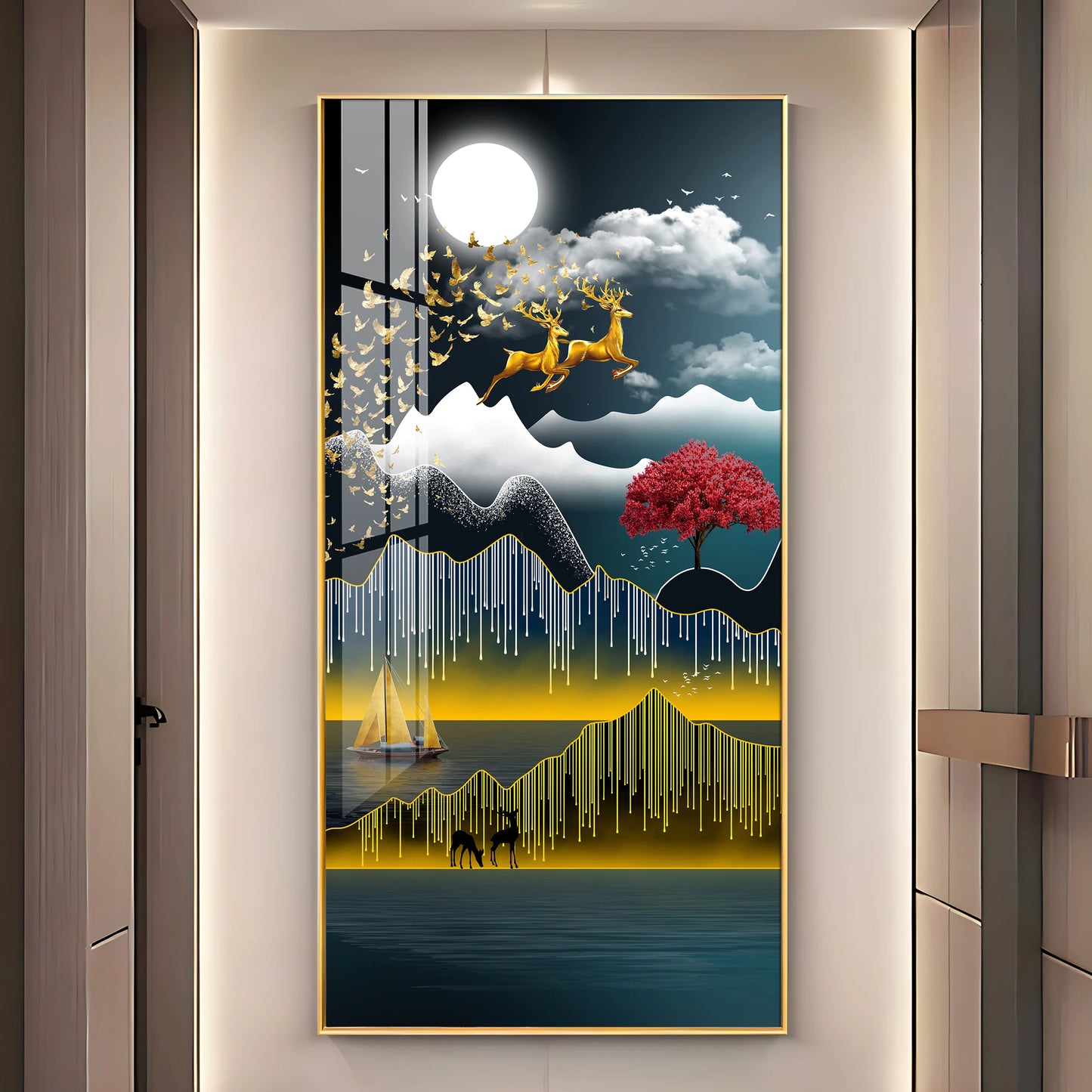 Full Moon Night Premium Acrylic Vertical Wall Art