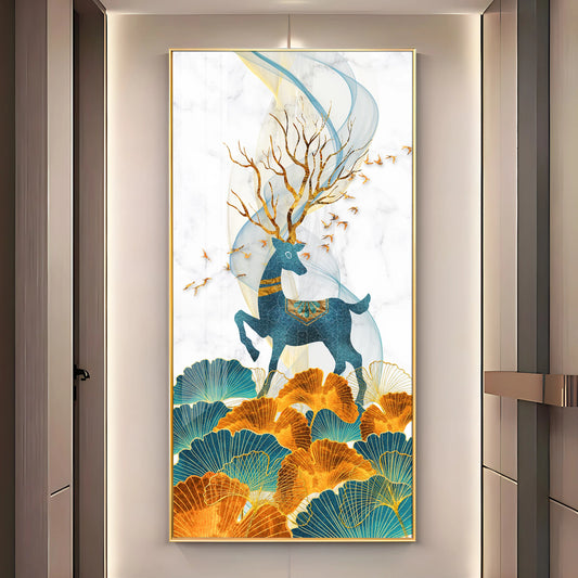 Decorated Deer Luxury Crystal Vertical Wall Art