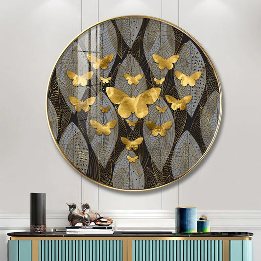 Golden Winged Premium Acrylic Round Wall Art
