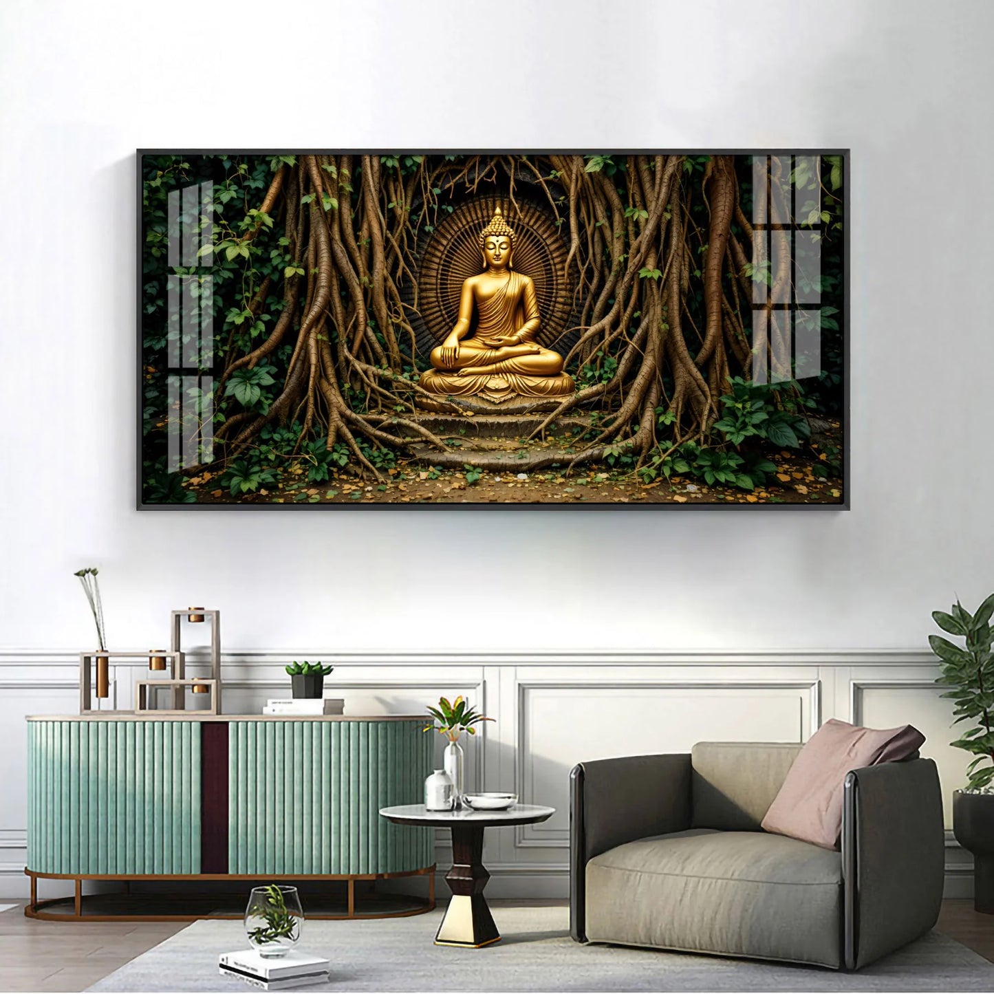 Buddha's Cosmic Refuge Premium Acrylic Horizontal Wall Art