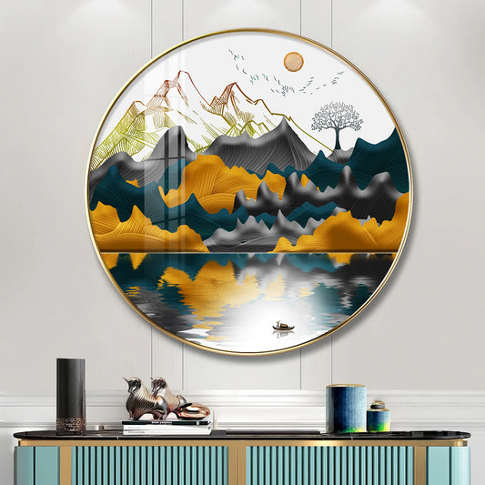 Mountain Escape Premium Acrylic Round Wall Art