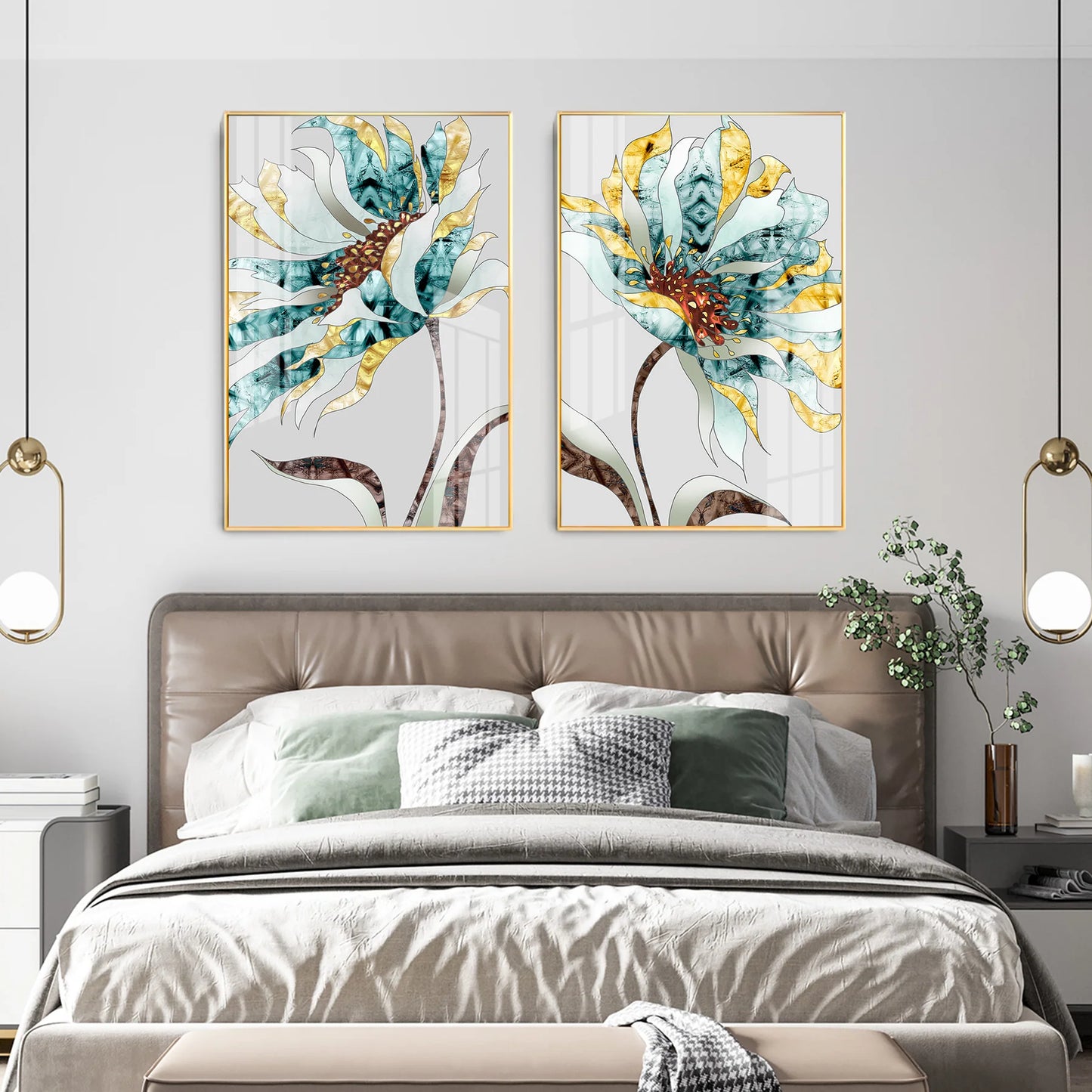 Abstract Colorful Flower Premium Acrylic Vertical Wall Art (Set Of 2)