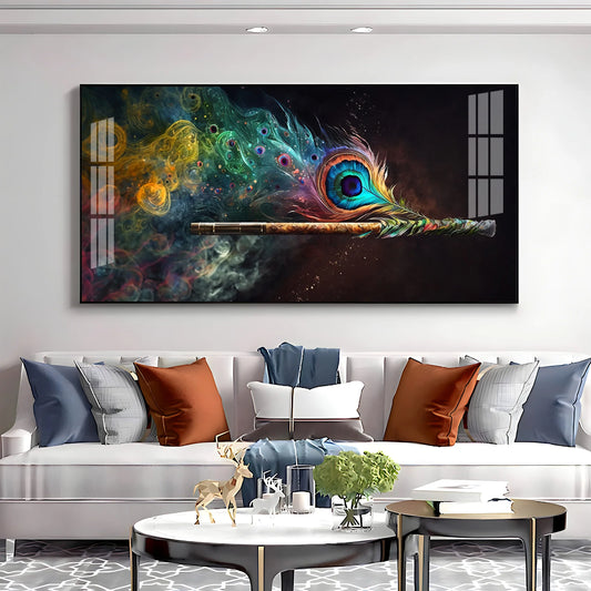 Divine Krishna Coverts Illumination Luxury Crystal Horizontal Wall Art