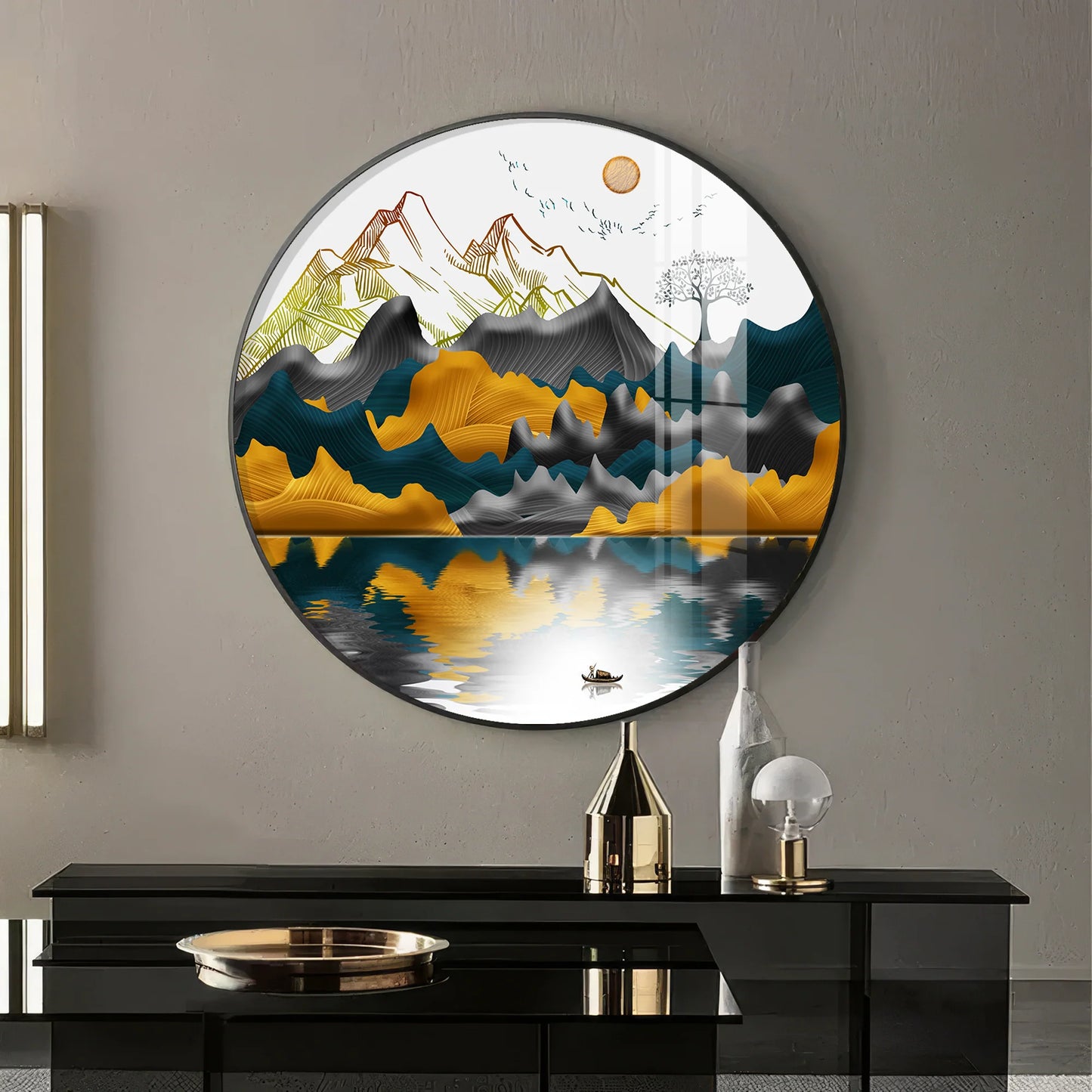 Mountain Escape Premium Acrylic Round Wall Art