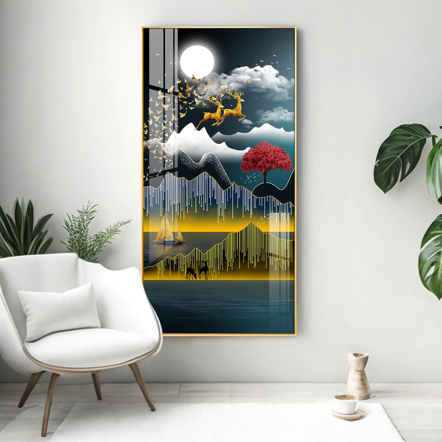 Full Moon Night Premium Acrylic Vertical Wall Art