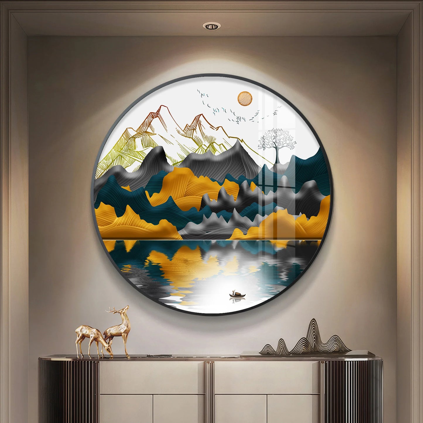 Mountain Escape Premium Acrylic Round Wall Art
