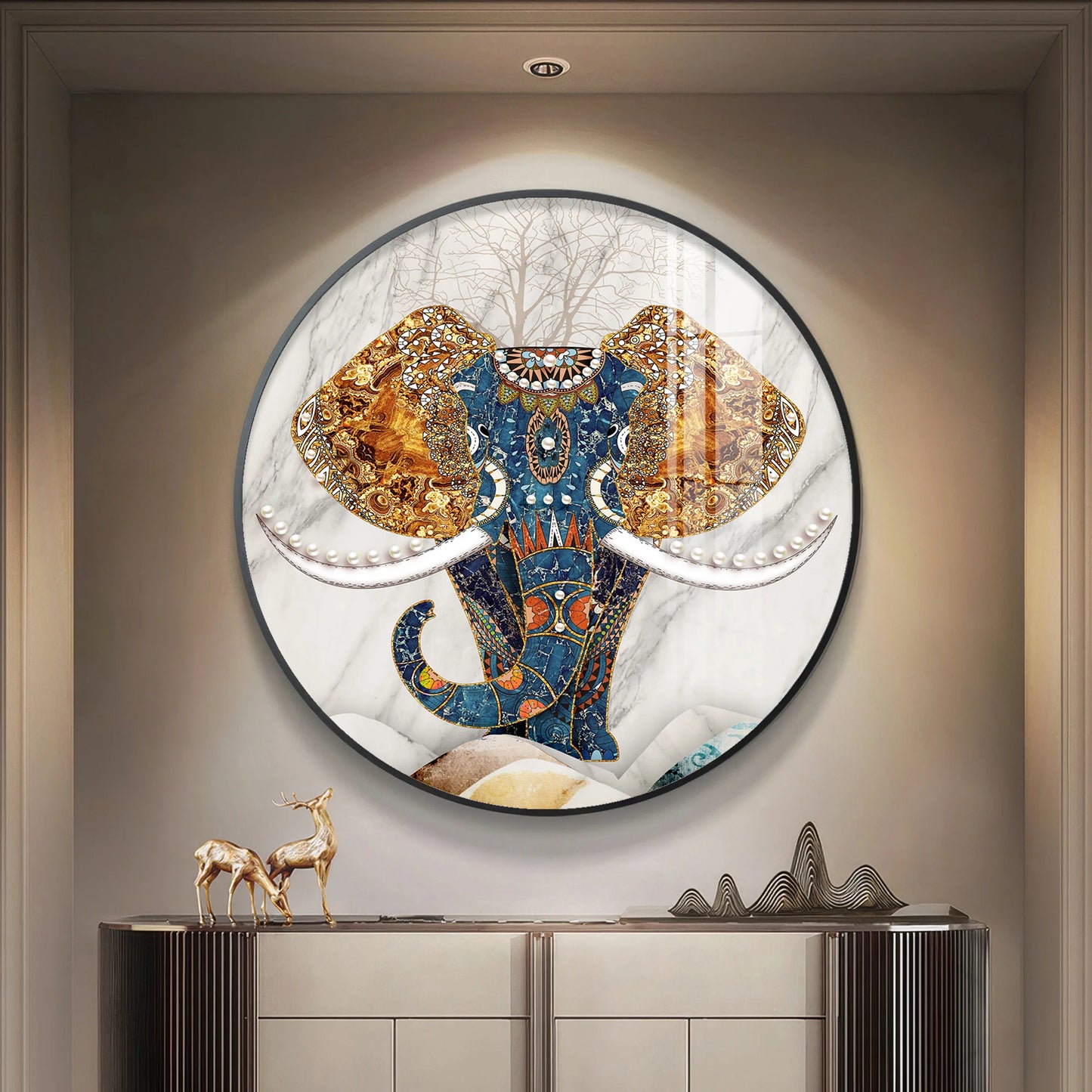 Majestic Elephant Premium Acrylic Round Wall Art