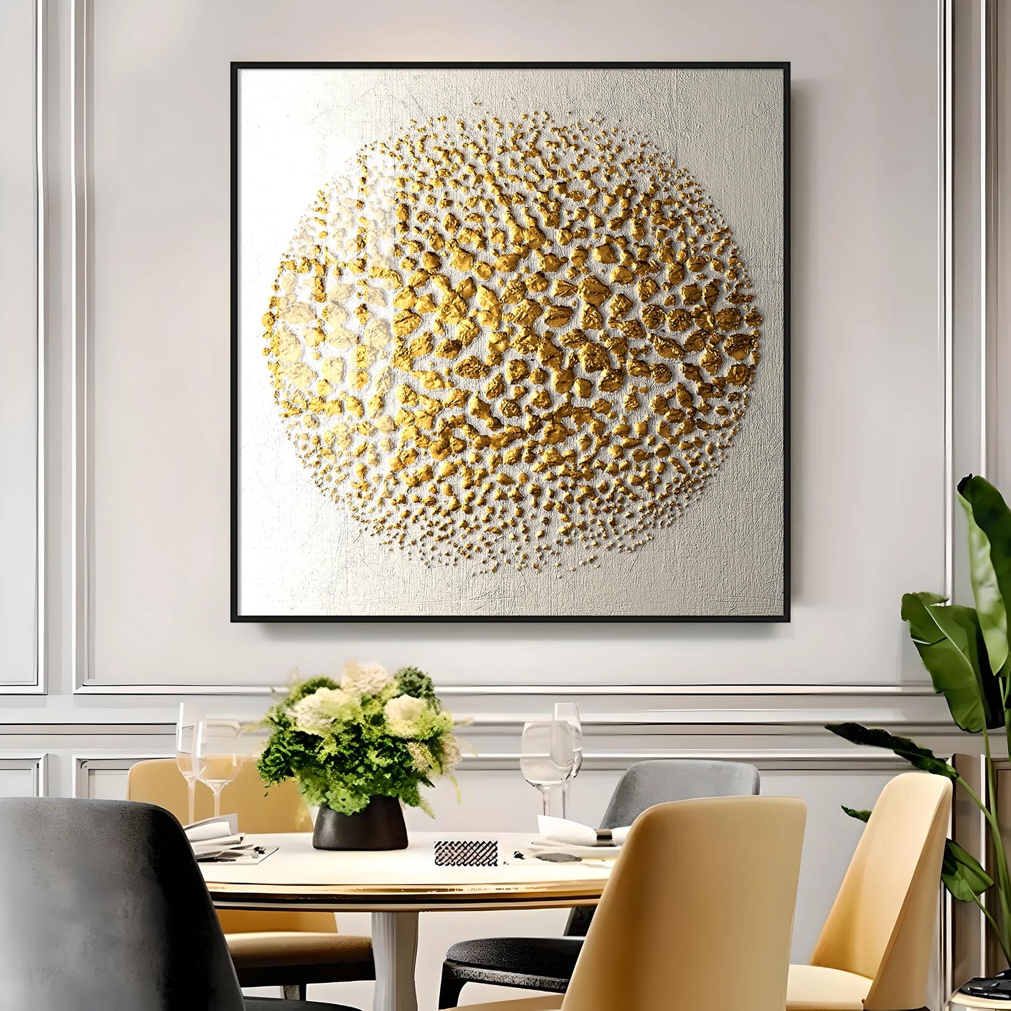 Golden Radiations Premium Acrylic Square Wall Art