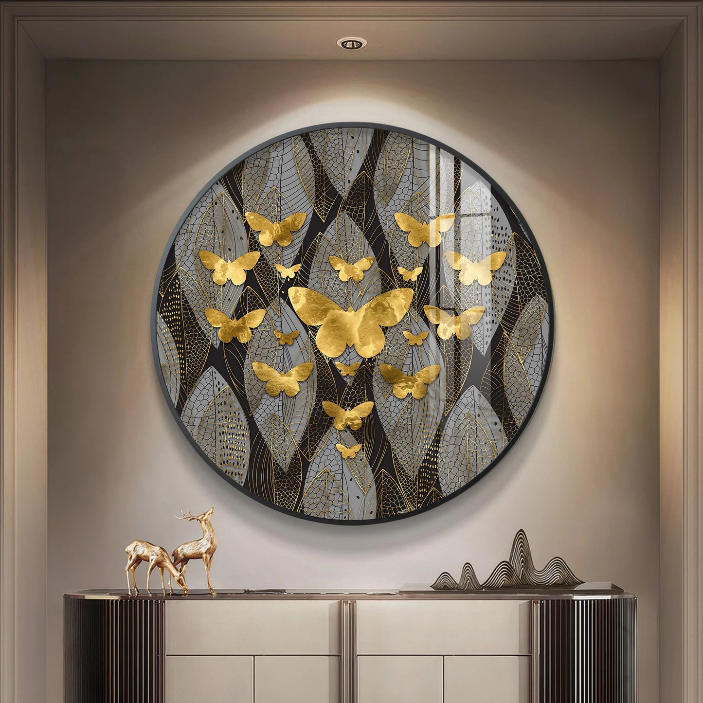 Golden Winged Premium Acrylic Round Wall Art
